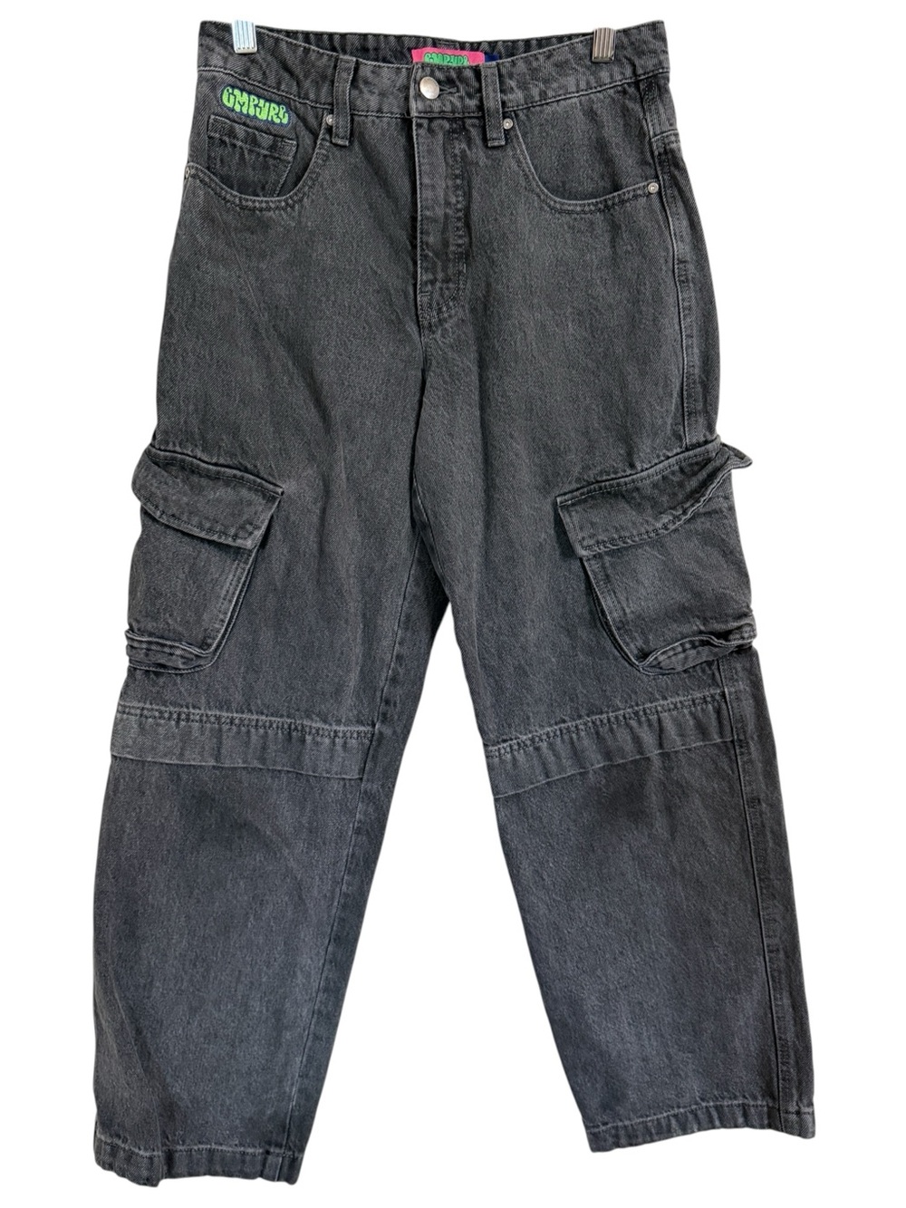 Empyre Loiter Slouchy Black Wash Wide Leg Cargo Denim Jeans Women’s size 4